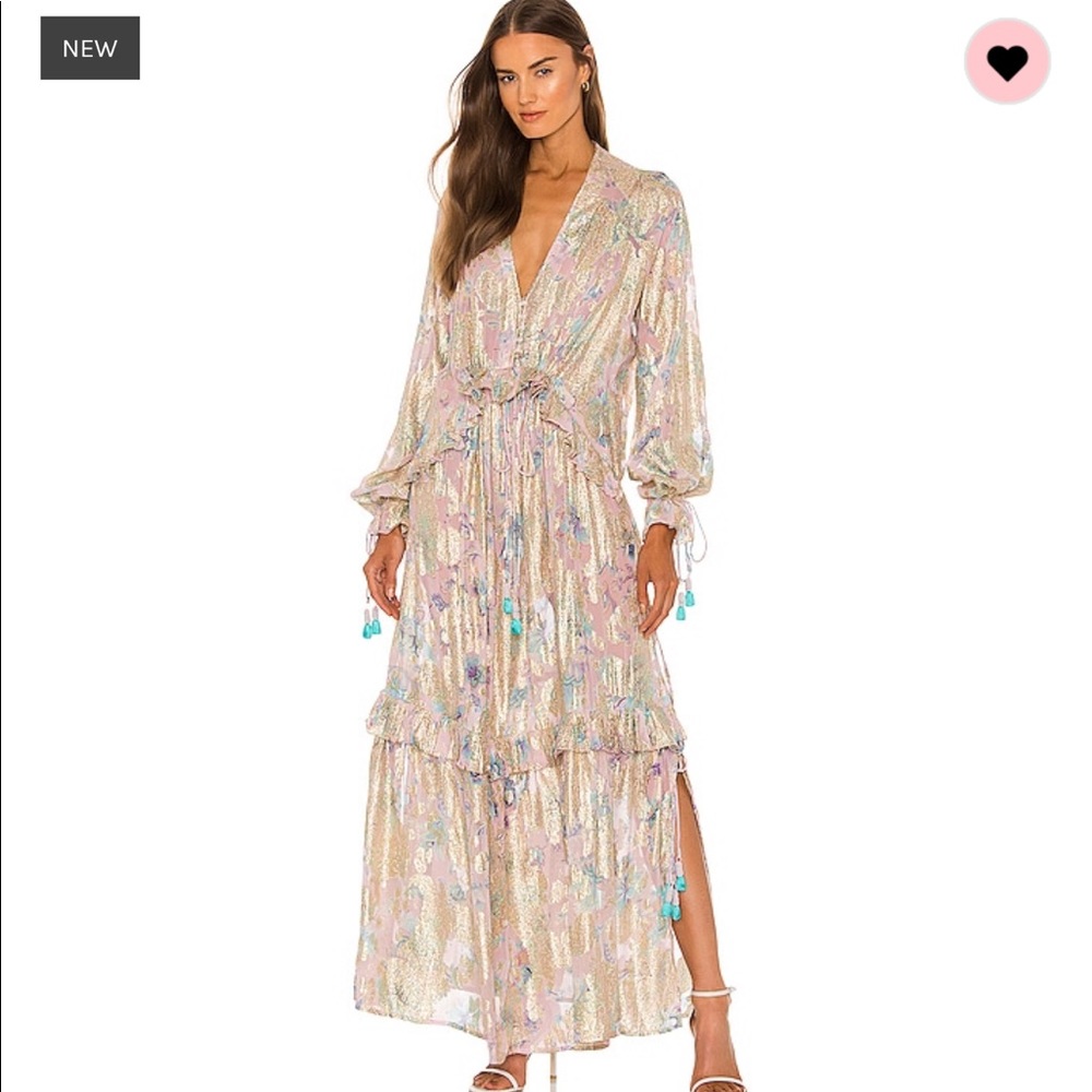 HEMANT & NANDITA Pastel Floral Maxi Dress in Lavender, Pink, Mint